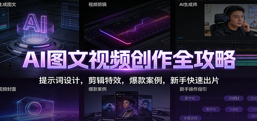 AI图文视频创作全攻略:提示词设计,剪辑特效,爆款案例,新手快速出片-网创资源大全