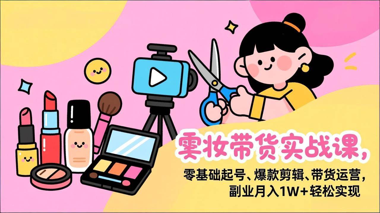(17189期)美妆带货实战课,零基础起号、爆款剪辑、带货运营,副业月入1W+轻松实现-网创资源大全