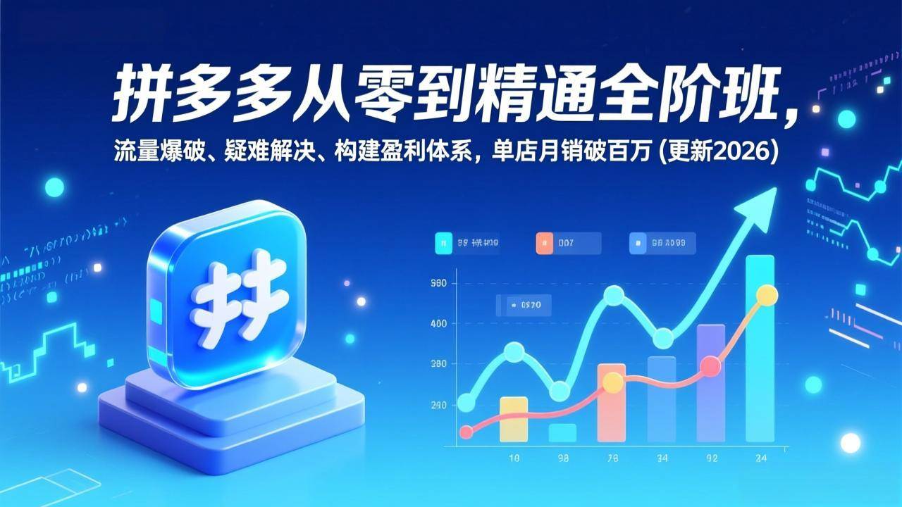 （17148期）拼多多从零到精通全阶班，流量爆破、疑难解决，构建盈利体系，单店月销破百万(更新2026)-网创资源大全