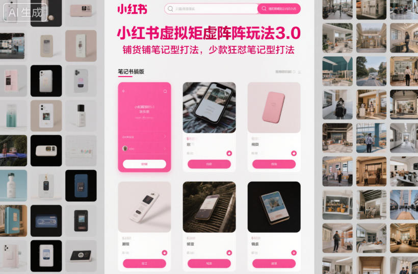 小红书虚拟矩阵玩法3.0，铺货铺笔记型打法，少款狂怼笔记型打法-网创资源大全