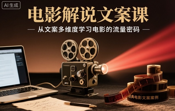 电影解说文案课,从文案多维度学习电影的流量密码-网创资源大全