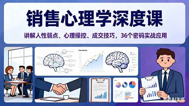 (16456期)销售心理学深度课,讲解人性弱点、心理操控、成交技巧,36个密码实战应用-网创资源大全