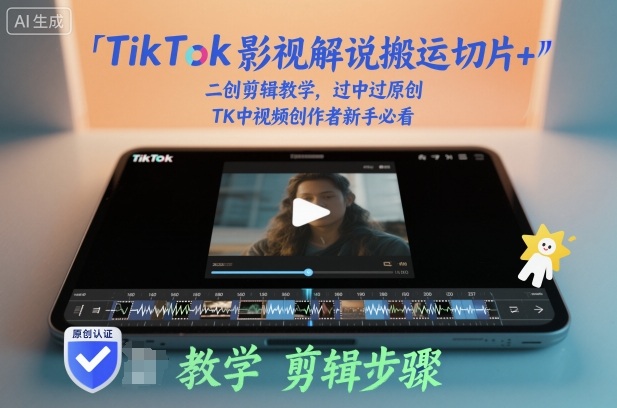 TikTok影视解说搬运切片+二创剪辑教学，过中过原创，TK中视频创作者新手必看-网创资源大全
