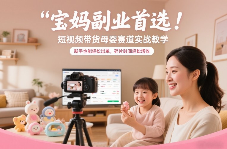 宝妈副业首选!短视频带货母婴赛道实战教学,新手也能轻松出单,碎片时间轻松增收-网创资源大全