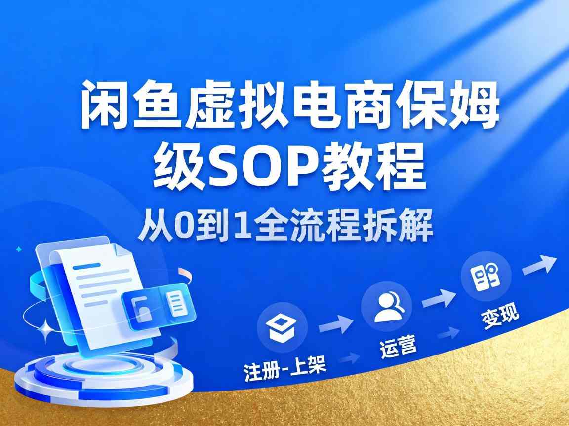 闲鱼虚拟电商,月入轻松过1W,保姆级SOP教程-网创资源大全