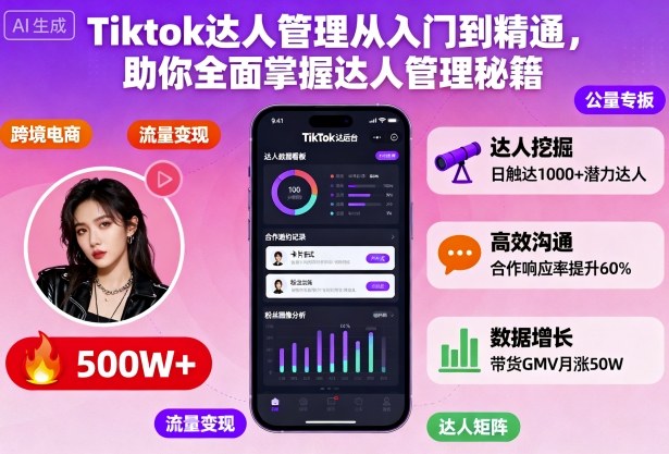 Tiktok达人管理从入门到精通,助你全面掌握达人管理秘籍-网创资源大全