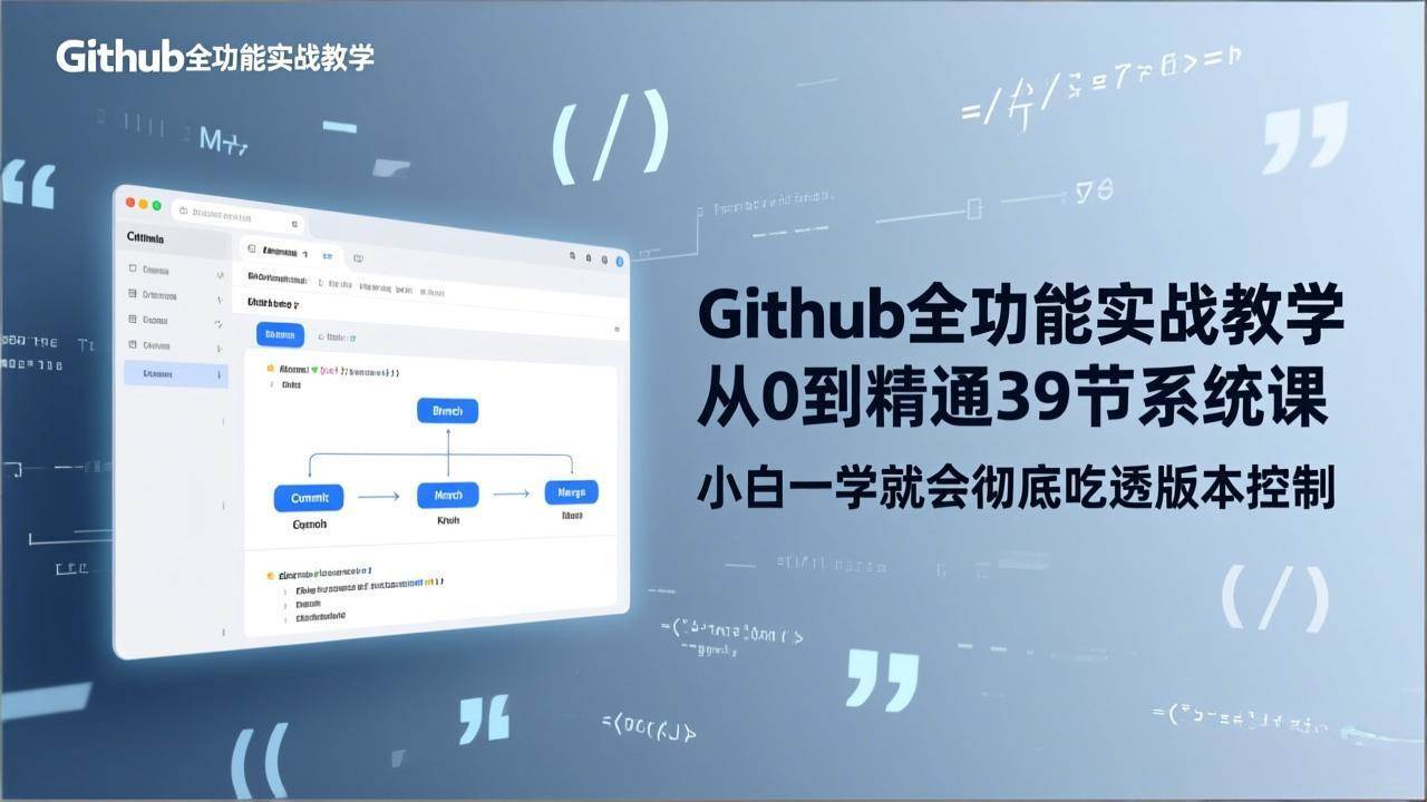 （17501期）GitHub-全功能实战教学，从0到精通39节系统课，小白一学就会彻底吃透版本控制-网创资源大全