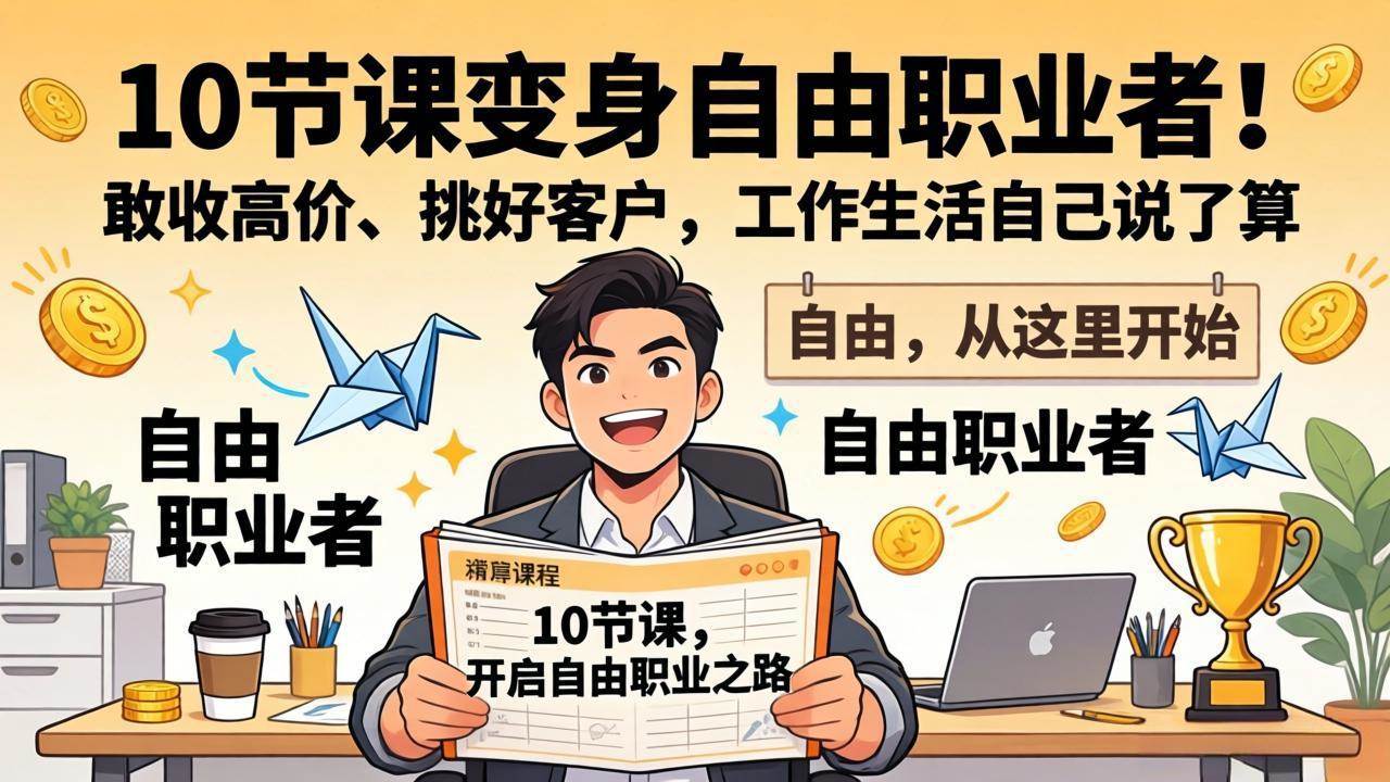 （17663期）10 节课变身自由职业者！敢收高价、挑好客户，工作生活自己说了算-网创资源大全