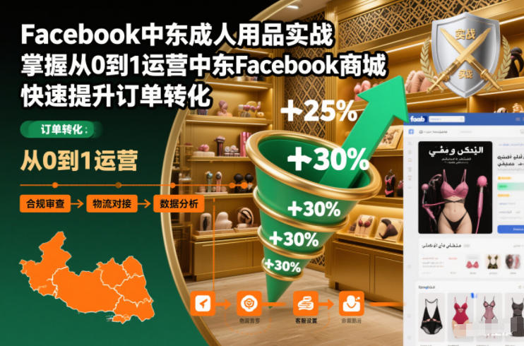 Facebook中东成人用品实战,掌握从0到1运营中东Facebook商城,快速提升订单转化-网创资源大全