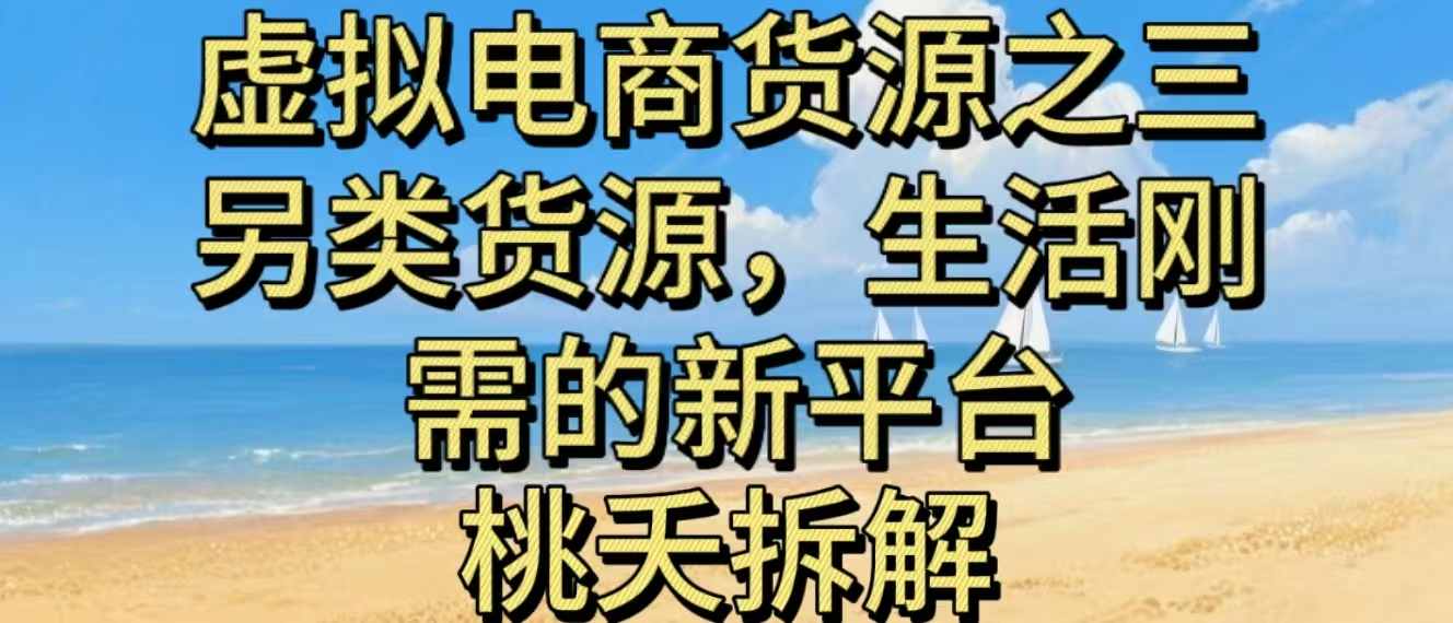 虚拟电商之三另类的货源,生活刚需的新平台-网创资源大全