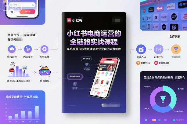小红书电商运营的全链路实战课程,系统覆盖从账号搭建到商业变现的完整流程-网创资源大全