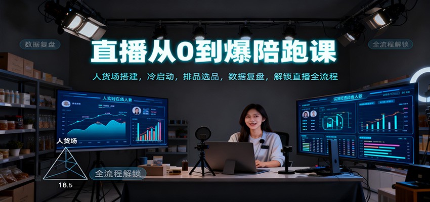 直播从0到爆陪跑课：人货场搭建，冷启动，排品选品，数据复盘，解锁直播全流程-网创资源大全