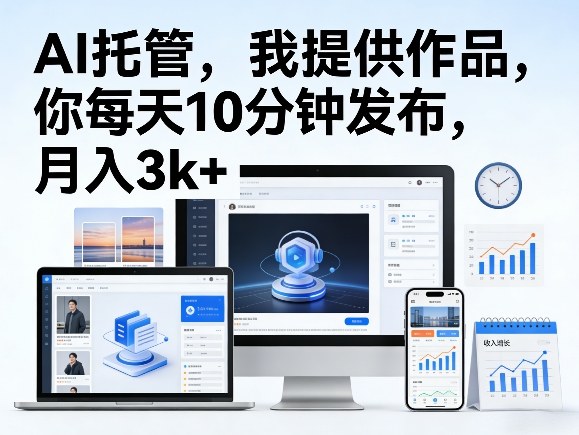 公众号AI托管，我提供作品，你每天10分钟发布，月入3k+【揭秘】-网创资源大全