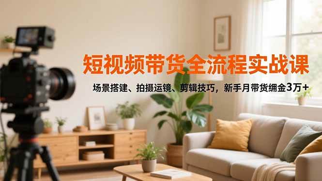 （16680期）短视频带货全流程实战课，场景搭建、拍摄运镜、剪辑技巧，新手月带货佣金3万+-网创资源大全