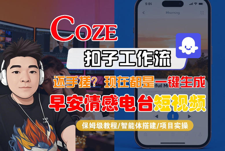 【Coze工作流搭建实操教程】【coze】早安情感电台日签视频还在手动做？用扣子工作流自动生成，省时90%-网创资源大全