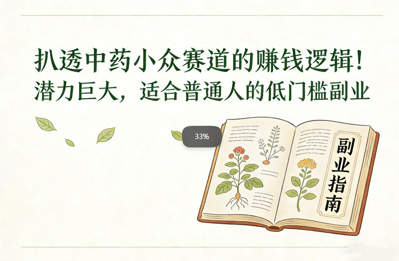 扒透中药小众赛道的賺米逻辑，潜力巨大，适合普通人的低门槛副业-网创资源大全