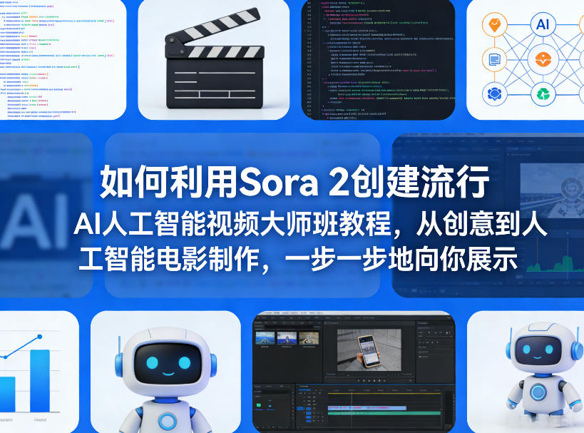如何利用Sora 2创建流行AI人工智能视频大师班教程，从创意到人工智能电影制作，一步一步地向你展示-网创资源大全