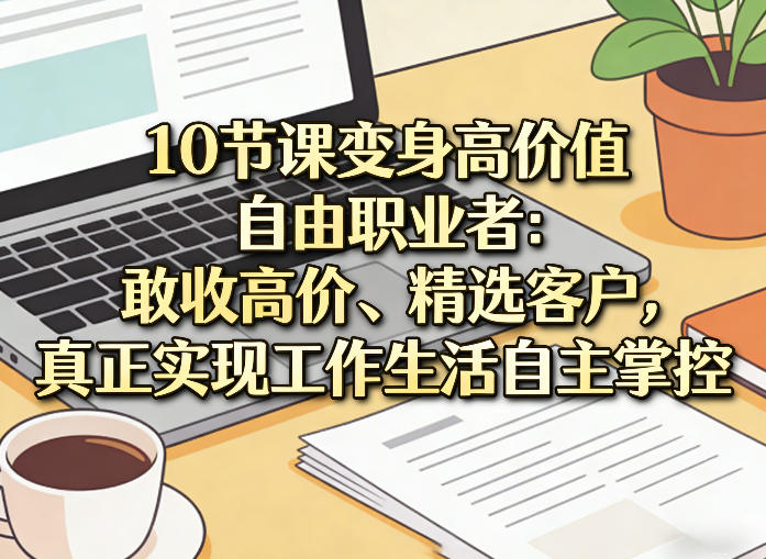 10节课变身高价值自由职业者：敢收高价、精选客户，真正实现工作生活自主掌控-网创资源大全