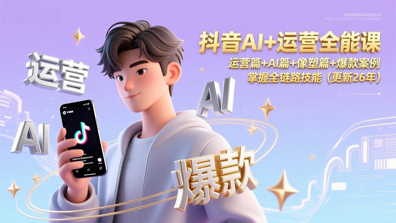 （17078期）抖音AI+运营全能课，运营篇+AI篇+像塑篇+爆款案例，掌握全链路技能（更新26年）-网创资源大全