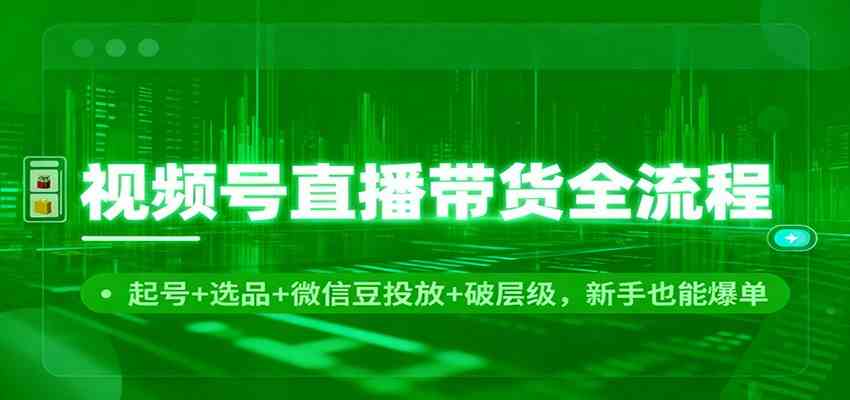 视频号直播带货全流程:起号+选品+微信豆投放+破层级,新手也能爆单-网创资源大全