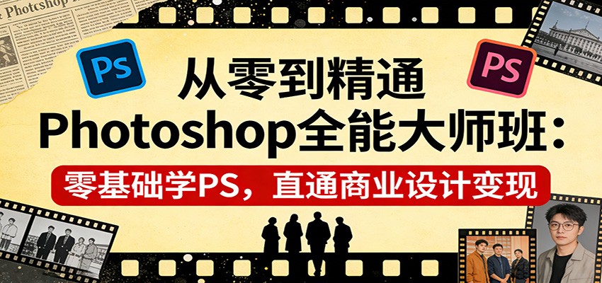 从零到精通Photoshop全能大师班：零基础学PS，直通商业设计变现-网创资源大全