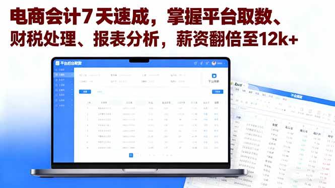(16192期)电商会计7天速成,掌握平台取数、财税处理、报表分析,薪资翻倍至12k+-网创资源大全