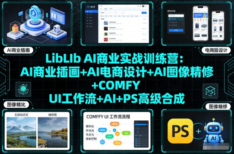 LibLIb AI商业实战训练营：AI商业插画+AI电商设计+AI图像精修+COMFY UI工作流+AI+PS高级合成-网创资源大全