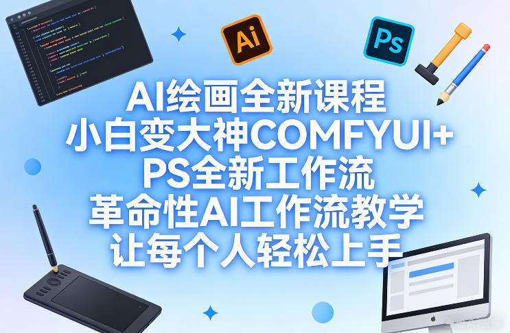 AI绘画全新课程，小白变大神COMFYUI+PS全新工作流，革命性AI工作流教学，让每个人轻松上手-网创资源大全