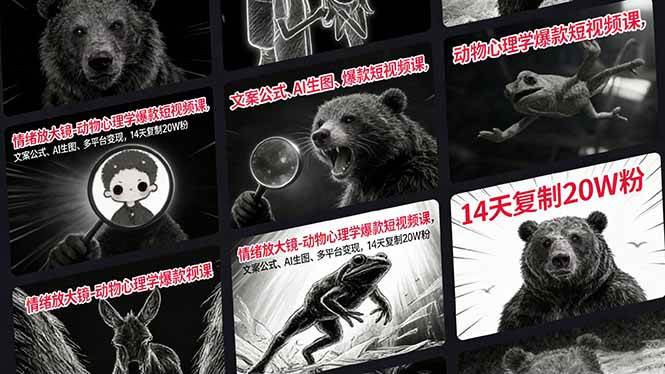 （17376期）情绪放大镜-动物心理学爆款短视频课，文案公式、AI生图、多平台变现，14天复制20W粉-网创资源大全