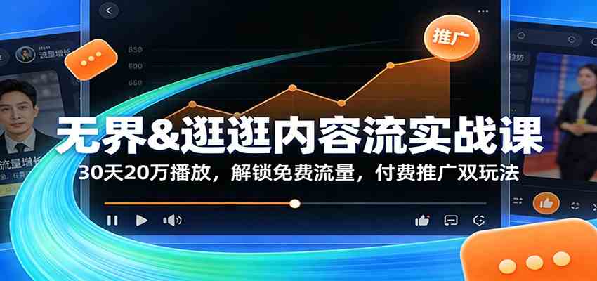 无界&逛逛内容流实战课:30天20万播放,解锁免费流量,付费推广双玩法-网创资源大全