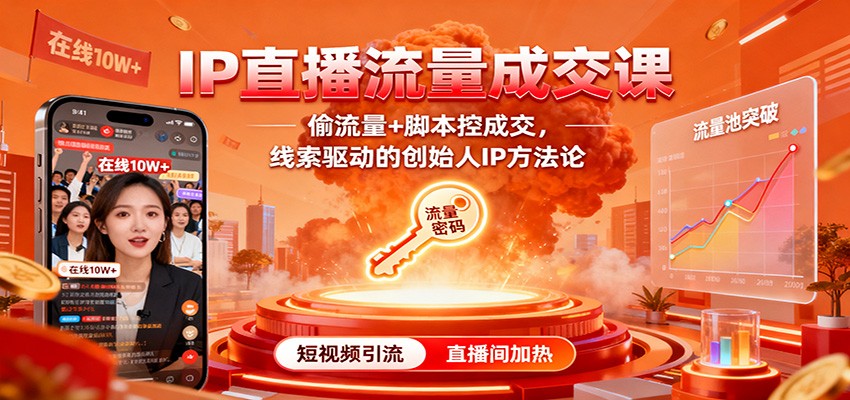 IP直播流量成交课:偷流量+脚本控成交,线索驱动的创始人IP方法论-网创资源大全